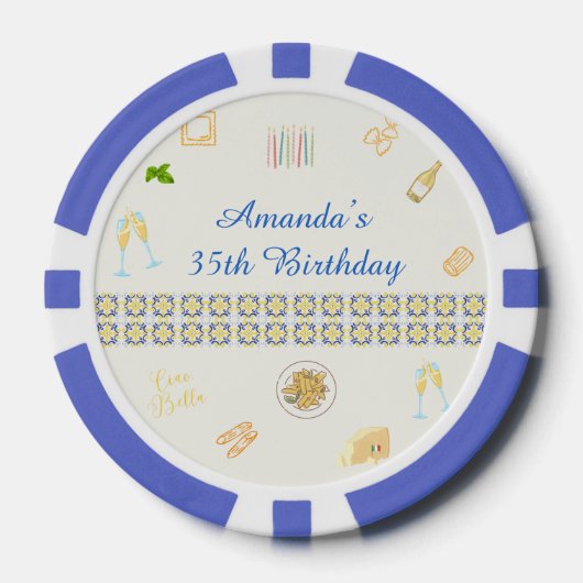 プロセッコとパスタの誕生日 ポーカーチップ (正面)
