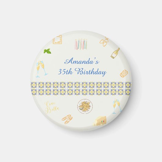 プロセッコとパスタの誕生日 マグネット (正面)