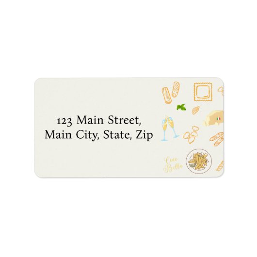 プロセッコとパスタの誕生日 ラベル (正面)