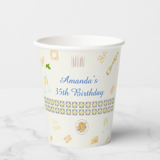 プロセッコとパスタの誕生日 紙コップ (正面)