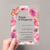 プロセッコとフラワーズブライダルシャワー アクリル招待状 (インサイチュ (ポータブル))