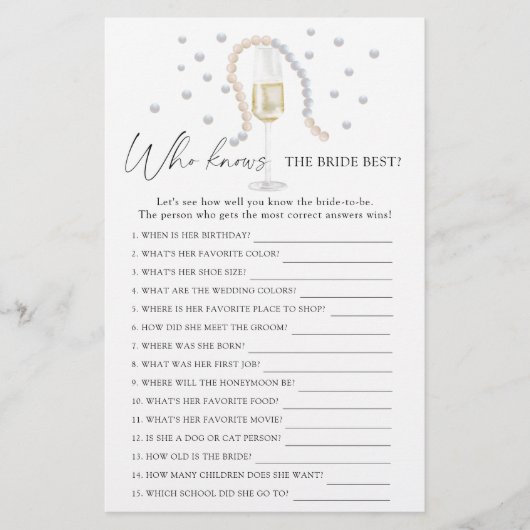 プロセッコのグラス – 誰が花嫁のゲームを知っ最高のている (正面)