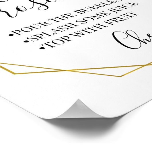 プロセッコの葉緑グリーン ゴールドシャワー看板をカスタマイズ ポスター (角)