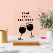 プロセッコカクテルバーの楽しいインビテーションを豪華に アクリルサイン (ウェディング)