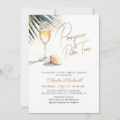 プロセッコパームツリーズトロピカルブライダルシャワー 招待状 (正面)