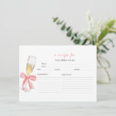 プロセッコフローラブライダルシャワーレシピカード 招待状 (スタンド正面)