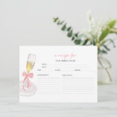 プロセッコフローラブライダルシャワーレシピカード 招待状 (スタンド正面)