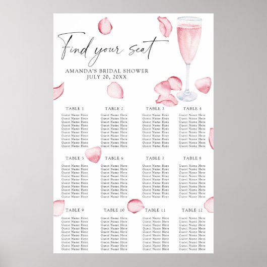 プロセッコブライダルシャワー座席表 ポスター (正面)