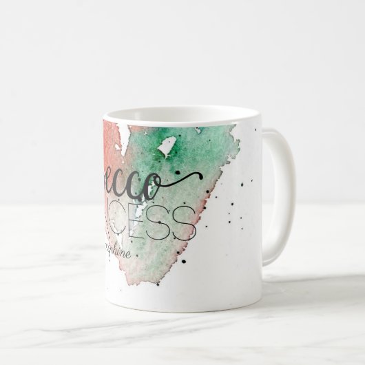 「プロセッコプリンセスガーリーのパーソナライズされた水彩画 コーヒーマグカップ (正面右)