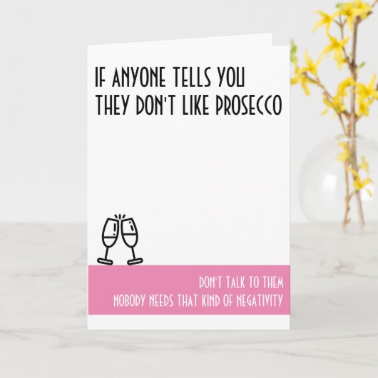 プロセッコ愛好家の標準ピンク誕生日カード カード (黄色い花)