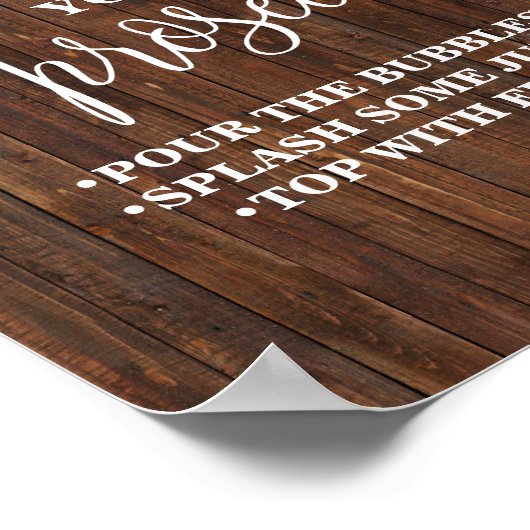 プロセッコ ウェスタン ブライダル シャワー ウェディングをカスタマイズ ポスター (角)