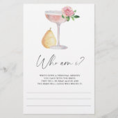 プロセッコ – 私は誰かブライダルシャワーゲーム 便箋 (正面)