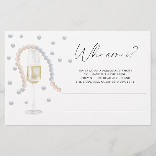 プロセッコ – 私は誰かブライダルシャワーゲーム 便箋 (正面)