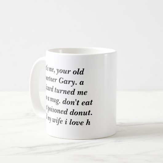 プロダクト写真、ギャリーのそのドーナツを食べないで下さい! コーヒーマグカップ (正面左)
