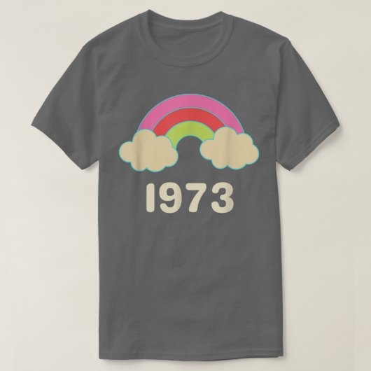プロチョイスフェミニズム1973レインボーレトログルーヴィフェミ Tシャツ (デザイン正面)