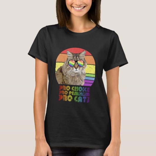 プロチョイスプロフェミニズム猫Lgbtqフェミニスト1 Tシャツ (正面)