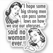 プロチョイスユーモアレトロ政治漫画フェミニスト シール (正面)