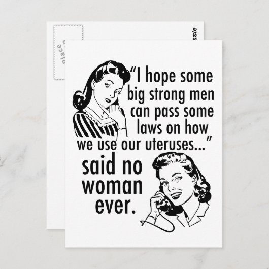 プロチョイスレトロフェミニスト政治漫画ユーモア ポストカード (正面/裏面)