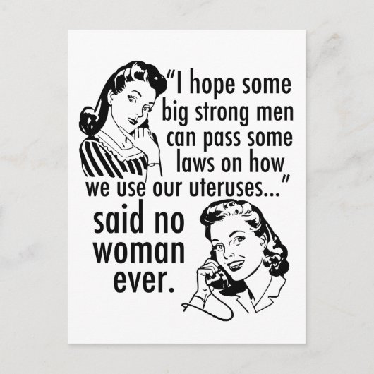 プロチョイスレトロフェミニスト政治漫画ユーモア ポストカード (正面)