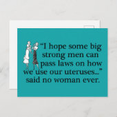 プロチョイス女子フェミおもしろいニスト漫画ティール（緑がかった色） ポストカード (正面/裏面)