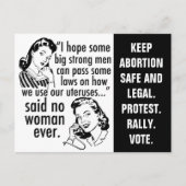 プロチョイス引用文政治漫画フェミニストユーモア ポストカード (正面)