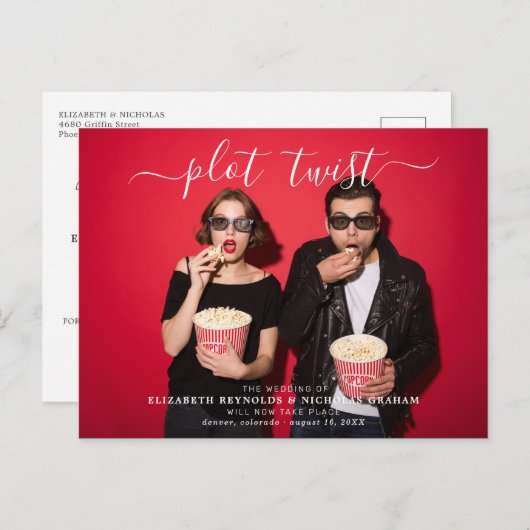 プロットのツイスト |の結婚お知らせ写真の予約 ポストカード (正面/裏面)