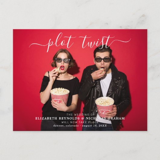 プロットのツイスト |の結婚お知らせ写真の予約 ポストカード (正面)