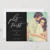 プロットの転換 現代のミニマルなカリグラフィーと写真 セーブザデート (正面)