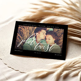 プロットの転換 現代のミニマルなカリグラフィーと写真 セーブザデート