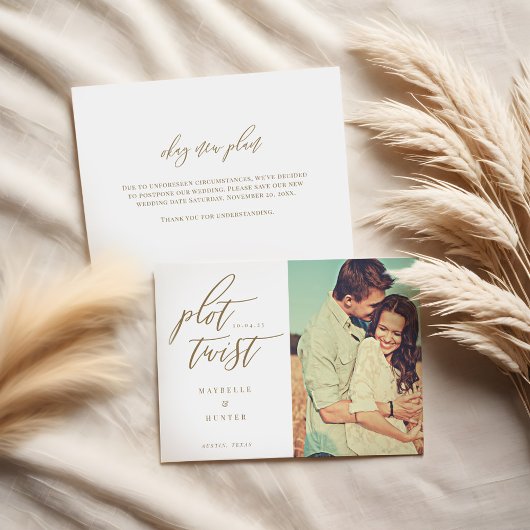 プロットの転換 現代のミニマルなカリグラフィーと写真 セーブザデート