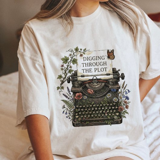プロットを掘り下げるタイプライターの花の芸術 トライブレンドTシャツ