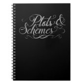 プロット&スキームブラック&シルバーフェイクタイポグラフィ ノートブック (正面)