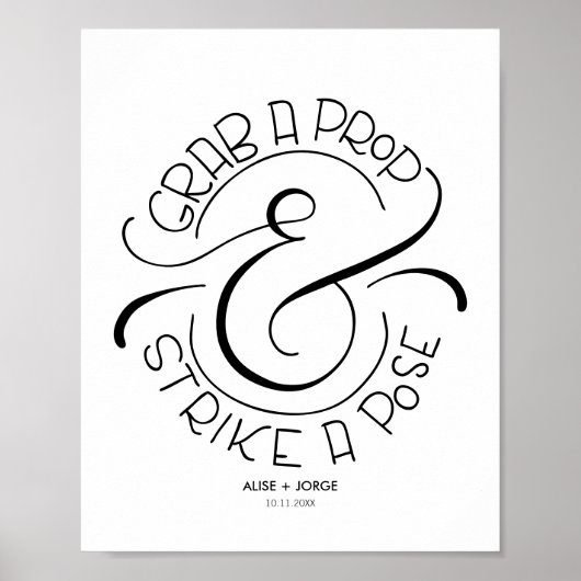 プロップを掴んでポーズを取る – フォトブース ポスター (正面)