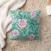 プロテアの楽園の熱帯花の水彩画 クッション (ブランケット)