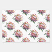 プロテアの砂糖ブッシュの花 南アフリカの植物 ラッピングペーパーシート (正面3)