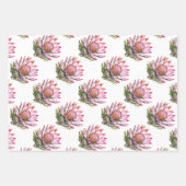 プロテアの砂糖ブッシュの花 南アフリカの植物 ラッピングペーパーシート (正面2)