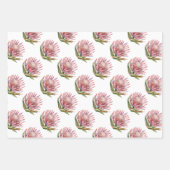 プロテアの砂糖ブッシュの花 南アフリカの植物 ラッピングペーパーシート (正面)