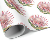 プロテアの砂糖ブッシュの花 水彩画 アフリカの植物 ラッピングペーパー (ロールコーナー)