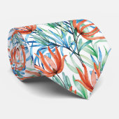 プロテアの花とヤシ葉の熱帯模様 ネクタイ (ロール)