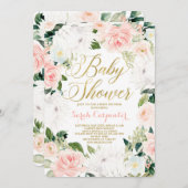 プロテアの花のベビーシャワー 女の子の招待状 招待状 (正面/裏面)