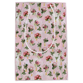 プロテアの花の花房とセージ葉の花 ミディアムペーパーバッグ