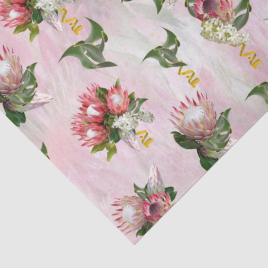 プロテアの花の花房とセージ葉の花 薄葉紙 (詳細)