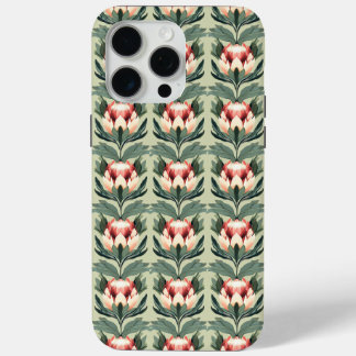 プロテアの花柄 コーラルセージトーン iPhoneケース iPhone 15 Pro Maxケース