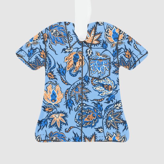 プロテアろうけつ染めハワイアン熱帯フローラアロハシャツ オーナメント (正面)