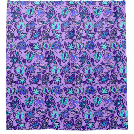 プロテアろうけつ染めハワイアン熱帯フローラ シャワーカーテン (正面)