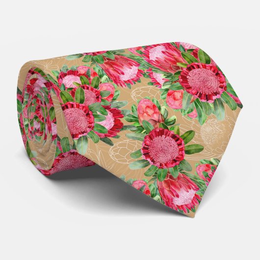 プロテアウォーターカラーガーデン開花 ネクタイ (ロール)
