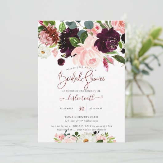 プロテアエレガントクリーム赤面バラブライダルシャワー 招待状 (スタンド正面)