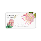 プロテアエレガントピンク金ゴールド結婚ズ差出人住所 ラベル (正面)