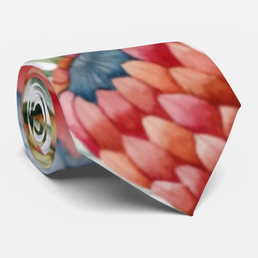 プロテアカラフルウォーター結婚カラー花 ネクタイ (ロール)