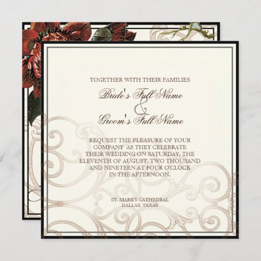 プロテアハミングバード – 結婚式招待状 招待状 (正面/裏面)